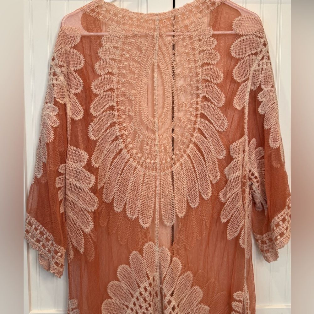 Cupshe Sunflower Lace Swim Cover-Up Dusty Peach - One Size - Picture 4 of 7